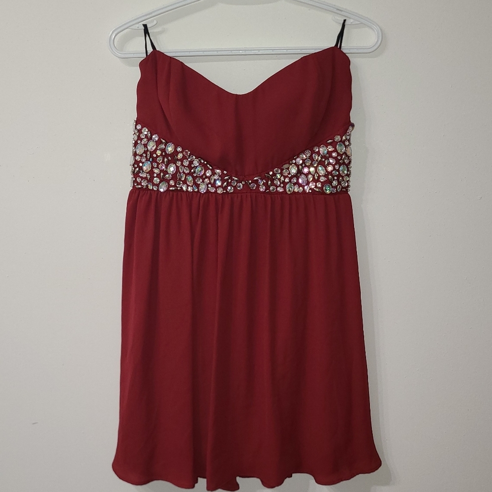 Sequined Strapless Formal Dress
